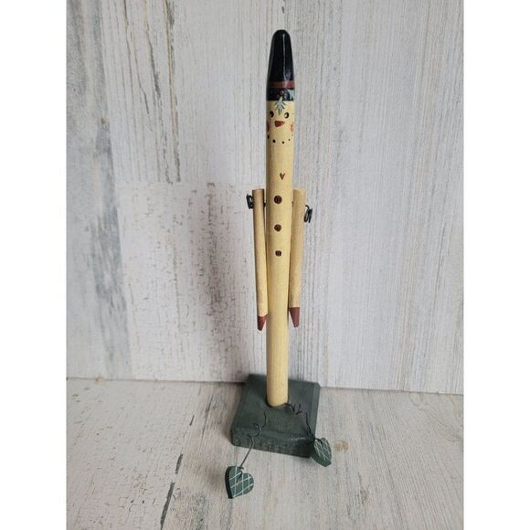 Unique wooden snowman pencil figure heart home decor Xmas - Picture 1 of 7